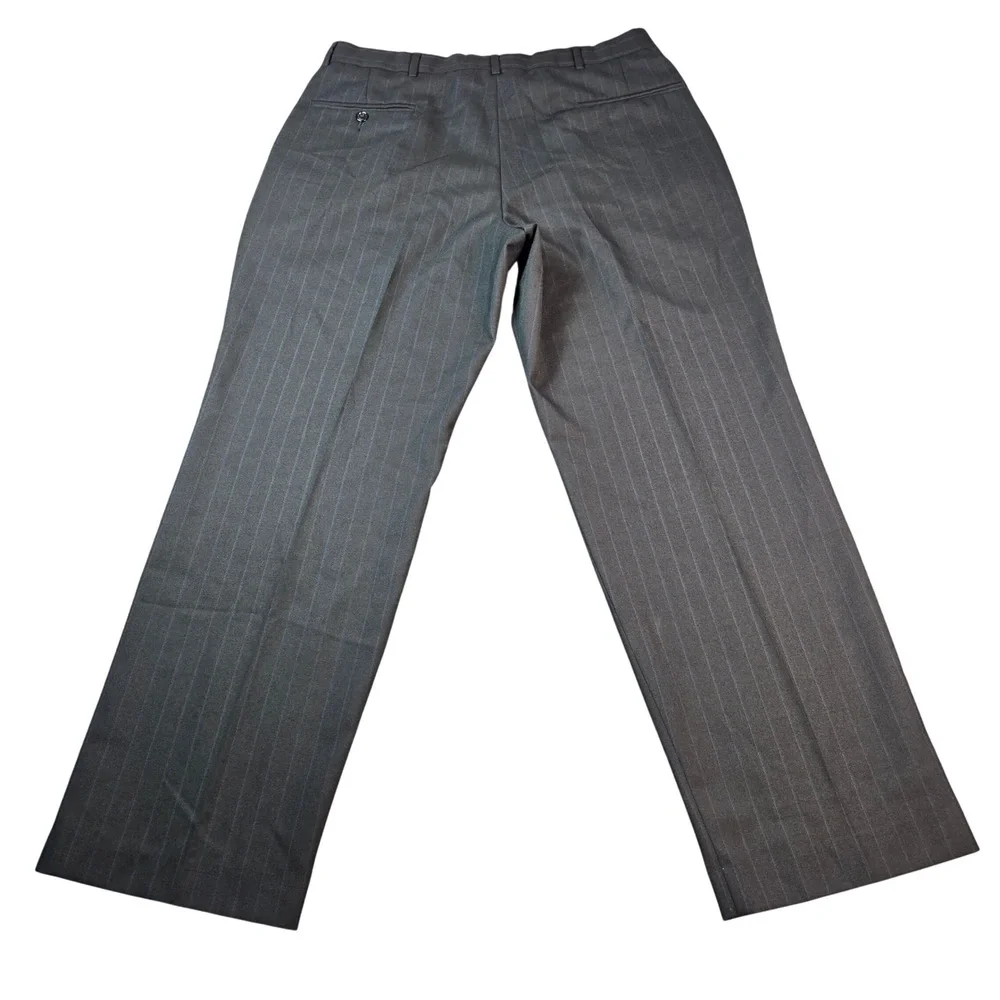 Towncraft Men's Charcoal Grey Blue Pinstripe Pleated Suit Pants 36x30 Wool Blend